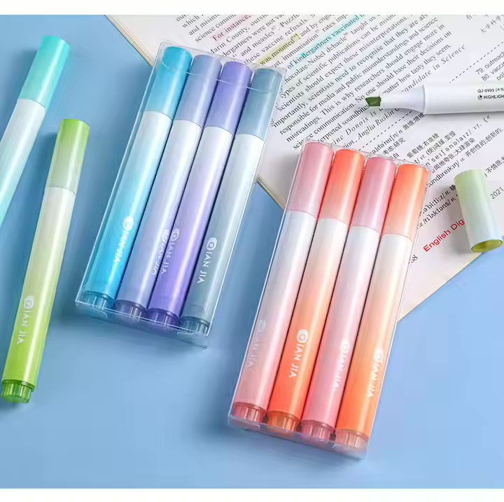 New Gradual Eye Protection Highlighter Set - Light Color Key Marker with Oblique Head