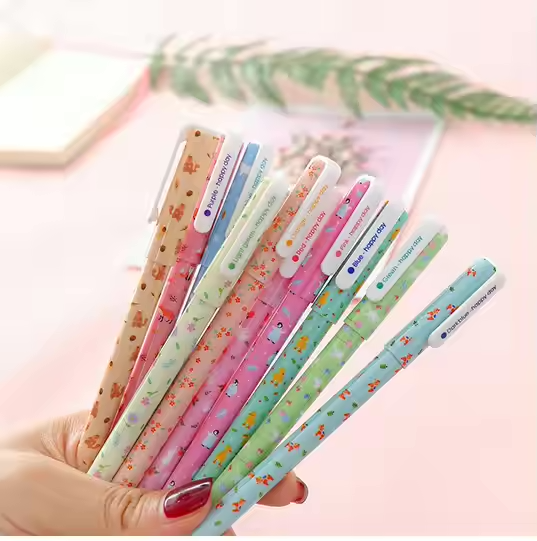 10-Piece Multicolor Cartoon Gel Pen Set - Stationery for Students