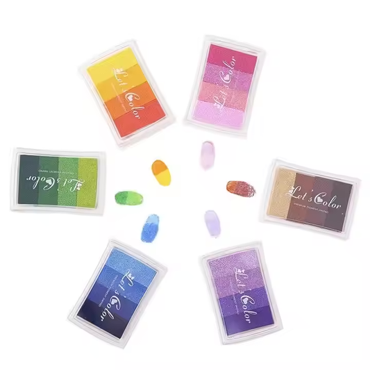Multicolor Gradient Ink Pad Set - 6-Piece Stationery for Stamps and Printing