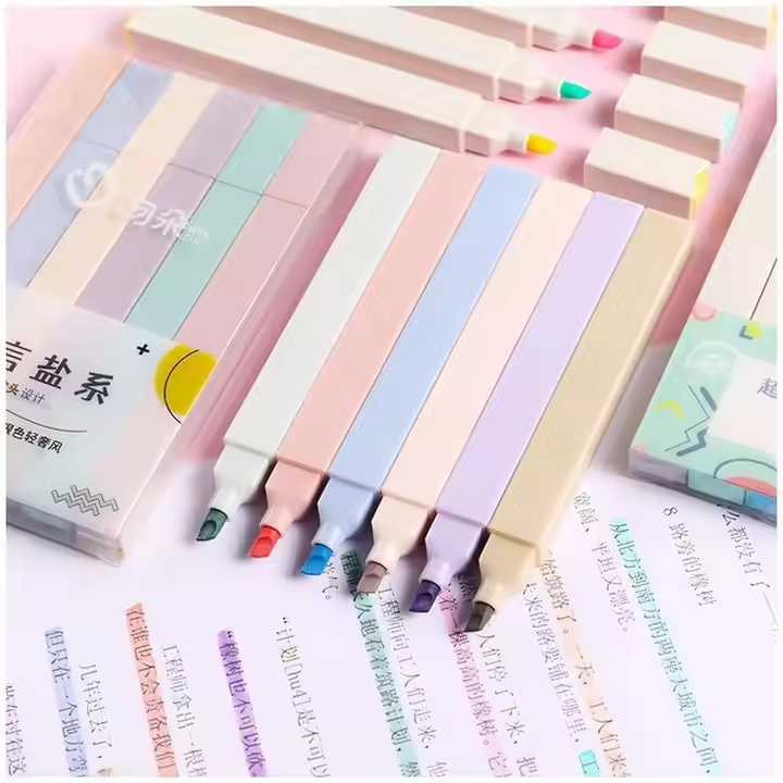 6-Piece Fluorescent Highlighter Set - Morandi Design Markers for Cute Stationery