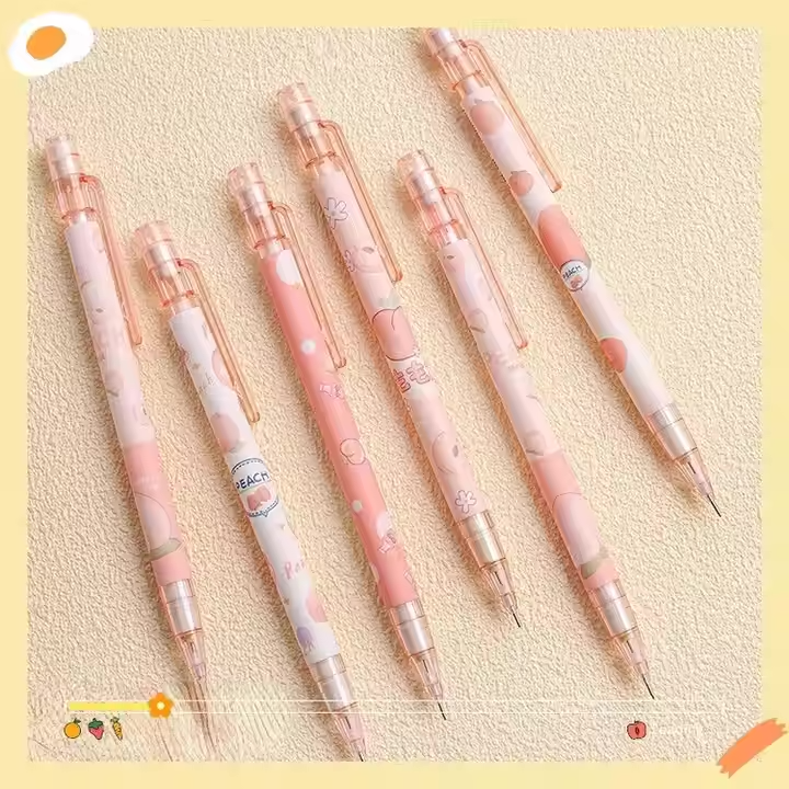 Creative Peach-Themed Erasable Automatic Pencil - Perfect for Students