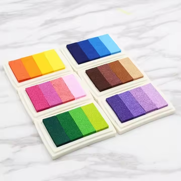 Multicolor Gradient Ink Pad Set - 6-Piece Stationery for Stamps and Printing