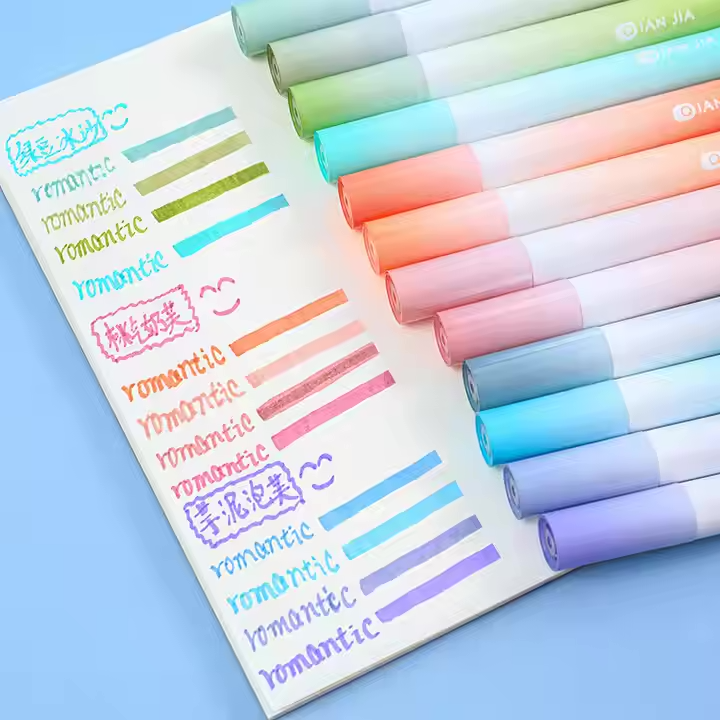 New Gradual Eye Protection Highlighter Set - Light Color Key Marker with Oblique Head