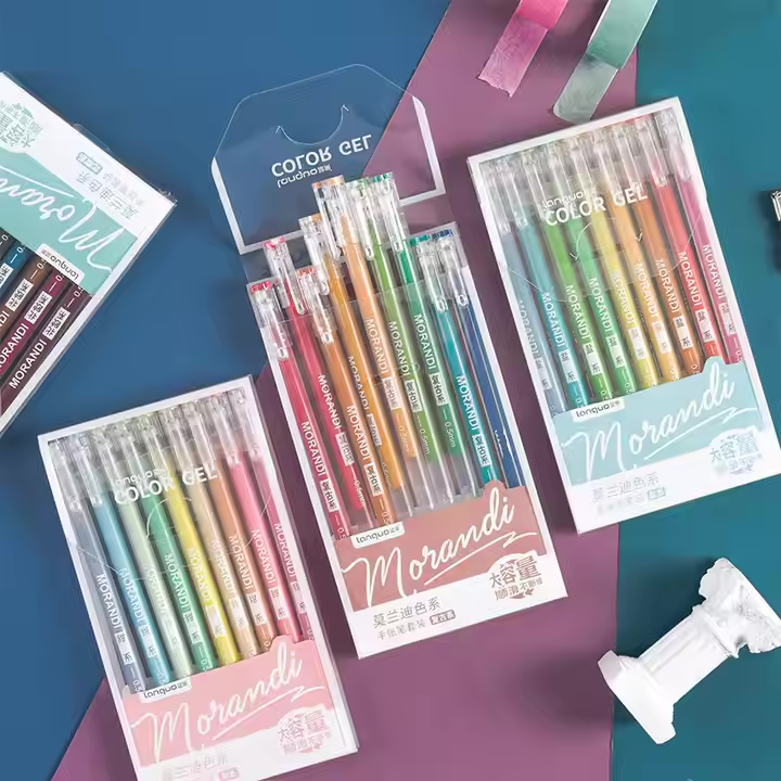 New Multicolor Morandi Gel Pen Set - Large Capacity Marking Pens for Students