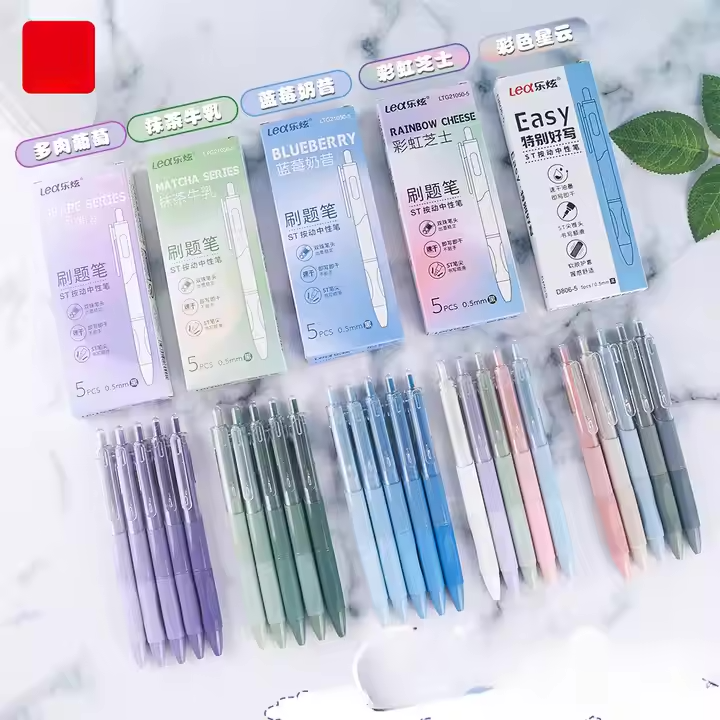 QuickDry Large-Capacity Cute Press Gel Pen for Students (5pcs)