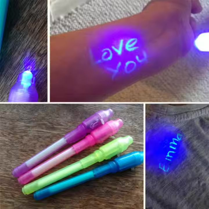 UV Invisible Ink Pen with LED Purple Light - Creative Fluorescent Magic Pen