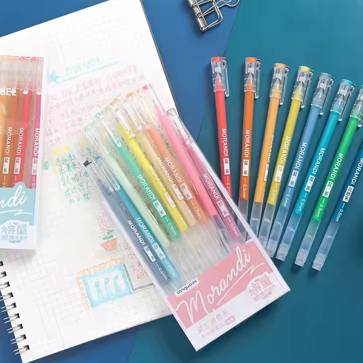 New Multicolor Morandi Gel Pen Set - Large Capacity Marking Pens for Students