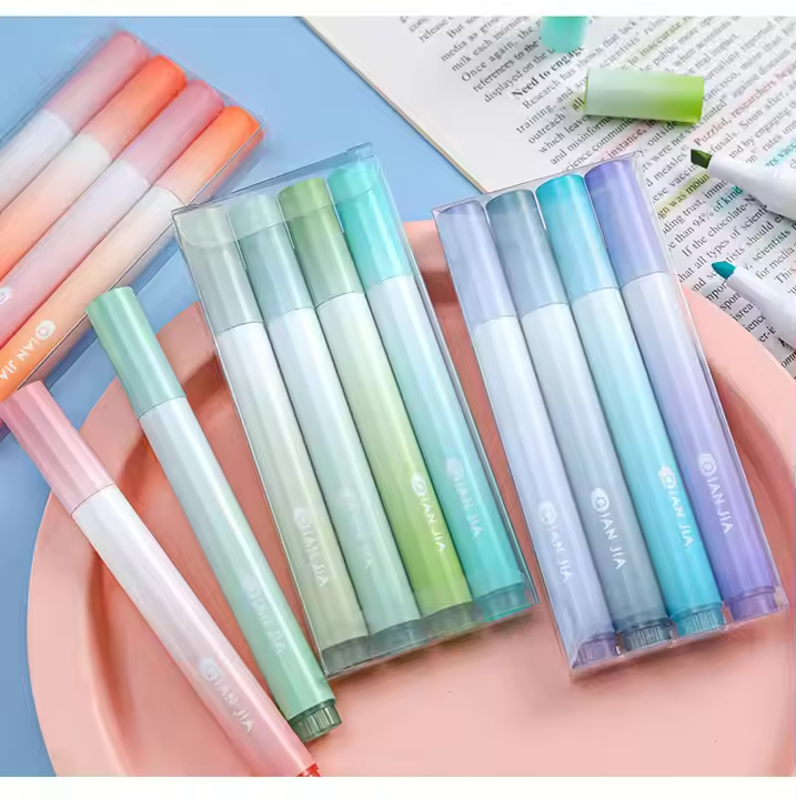 New Gradual Eye Protection Highlighter Set - Light Color Key Marker with Oblique Head