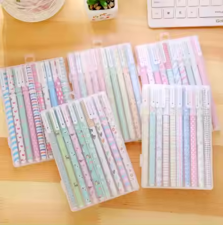 10-Piece Multicolor Cartoon Gel Pen Set - Stationery for Students