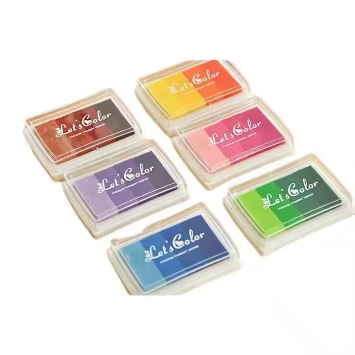 Multicolor Gradient Ink Pad Set - 6-Piece Stationery for Stamps and Printing