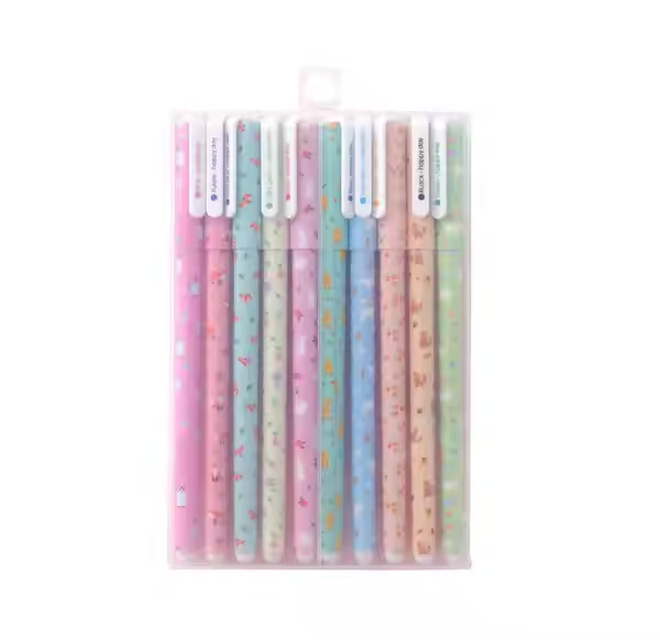 10-Piece Multicolor Cartoon Gel Pen Set - Stationery for Students