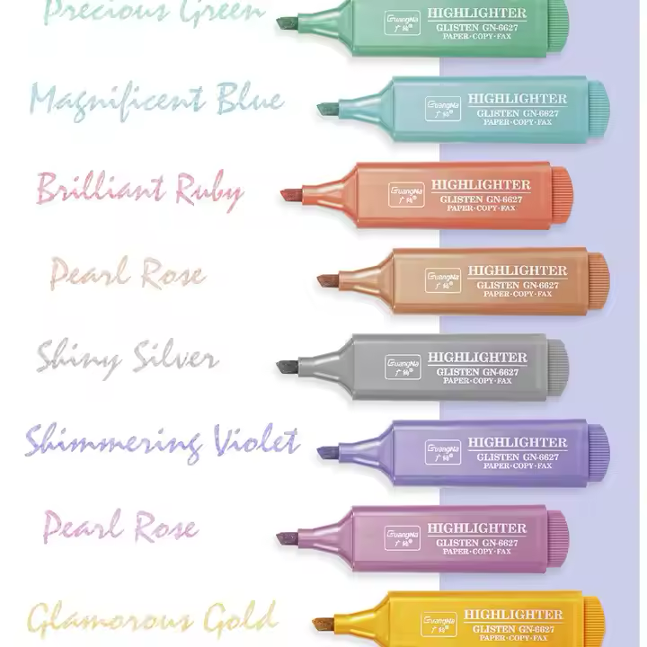 Cute 8-Color Mini Highlighter Glitter Pen Set - Perfect for Students