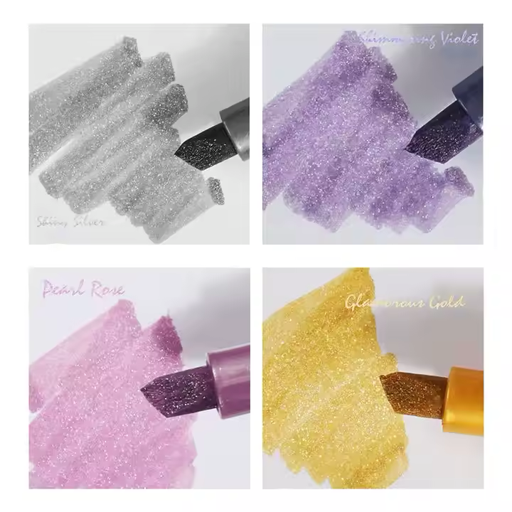 Cute 8-Color Mini Highlighter Glitter Pen Set - Perfect for Students